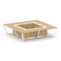 Steel Meet KM-PR.B.SP-16K (Тиквуд светлый/Ваниль/Белый) Стол переговорный квадратный