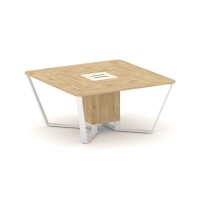 Steel Meet KMK-PR.B.SP-08 (Тиквуд светлый/Ваниль/Белый) Стол переговорный квадратный