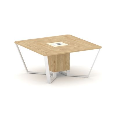 Steel Meet KMK-PR.B.SP-08 (Тиквуд светлый/Ваниль/Белый) Стол переговорный квадратный