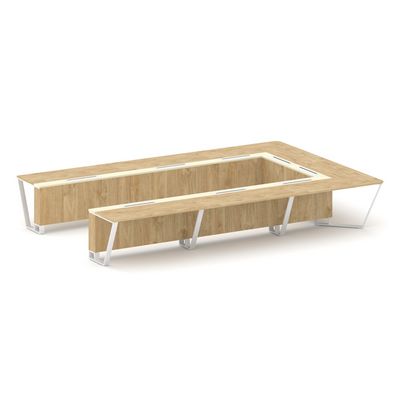 Steel Meet KMK-PR.B.SP-15P (Тиквуд светлый/Ваниль/Белый) Стол переговорный П-образный