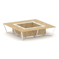 Steel Meet KMK-PR.B.SP-16K (Тиквуд светлый/Ваниль/Белый) Стол переговорный квадратный