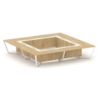 Steel Meet KMK-PR.B.SP-20K2 (Тиквуд светлый/Ваниль/Белый) Стол переговорный квадратный