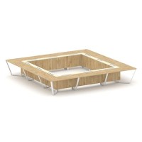 Steel Meet KMK-PR.B.SP-24K (Тиквуд светлый/Ваниль/Белый) Стол переговорный квадратный