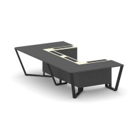 Steel Meet KMK-PR.B.SP-07P (Антрацит/Ваниль/Черный) Стол переговорный П-образный