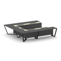 Steel Meet KMK-PR.B.SP-11P (Антрацит/Ваниль/Черный) Стол переговорный П-образный