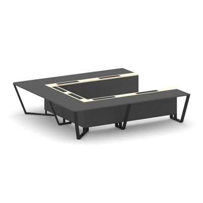 Steel Meet KMK-PR.B.SP-11P (Антрацит/Ваниль/Черный) Стол переговорный П-образный