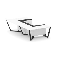 Steel Meet KM-PR.B.SP-07P (Белый бриллиант/Графит/Черный) Стол переговорный П-образный