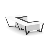 Steel Meet KMK-PR.B.SP-07P (Белый бриллиант/Графит/Черный) Стол переговорный П-образный