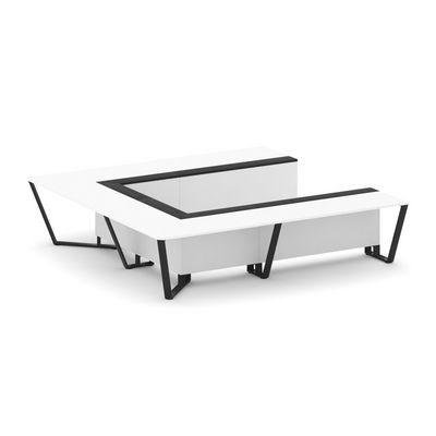 Steel Meet KMK-PR.B.SP-11P (Белый бриллиант/Графит/Черный) Стол переговорный П-образный