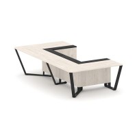 Steel Meet KM-PR.B.SP-07P (Денвер светлый/Графит/Черный) Стол переговорный П-образный