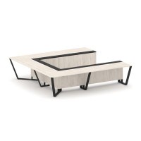 Steel Meet KM-PR.B.SP-11P (Денвер светлый/Графит/Черный) Стол переговорный П-образный