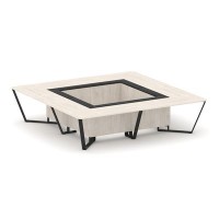 Steel Meet KM-PR.B.SP-16K (Денвер светлый/Графит/Черный) Стол переговорный квадратный