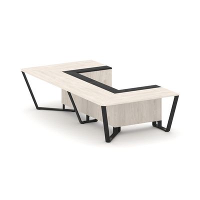 Steel Meet KMK-PR.B.SP-07P (Денвер светлый/Графит/Черный) Стол переговорный П-образный