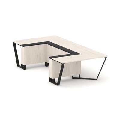 Steel Meet KMK-PR.B.SP-07P (Денвер светлый/Графит/Черный) Стол переговорный П-образный