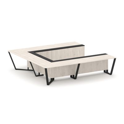 Steel Meet KMK-PR.B.SP-11P (Денвер светлый/Графит/Черный) Стол переговорный П-образный