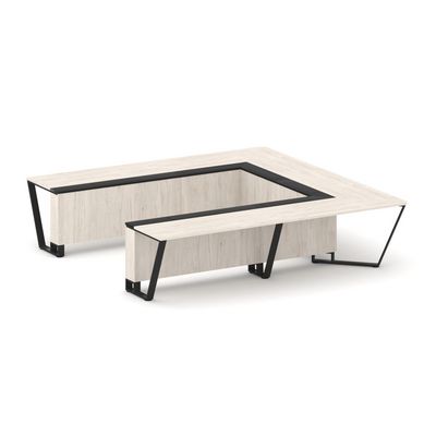 Steel Meet KMK-PR.B.SP-11P (Денвер светлый/Графит/Черный) Стол переговорный П-образный