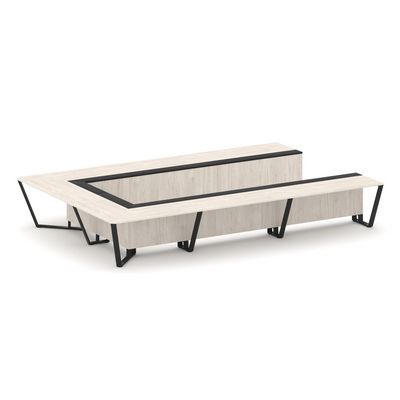 Steel Meet KMK-PR.B.SP-15P (Денвер светлый/Графит/Черный) Стол переговорный П-образный