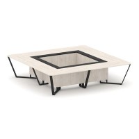 Steel Meet KMK-PR.B.SP-16K (Денвер светлый/Графит/Черный) Стол переговорный квадратный