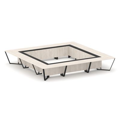 Steel Meet KMK-PR.B.SP-24K (Денвер светлый/Графит/Черный) Стол переговорный квадратный