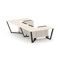 Steel Meet KM-PR.B.SP-07P (Денвер светлый/Ваниль/Черный) Стол переговорный П-образный