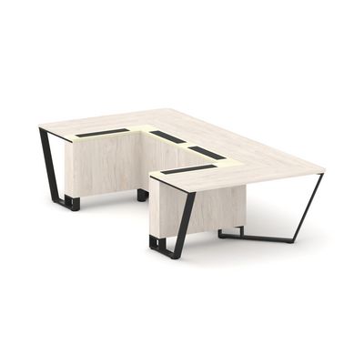 Steel Meet KM-PR.B.SP-07P (Денвер светлый/Ваниль/Черный) Стол переговорный П-образный