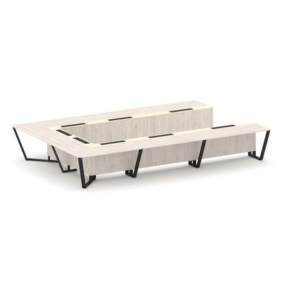 Steel Meet KM-PR.B.SP-15P (Денвер светлый/Ваниль/Черный) Стол переговорный П-образный