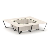 Steel Meet KM-PR.B.SP-16K (Денвер светлый/Ваниль/Черный) Стол переговорный квадратный