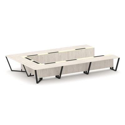 Steel Meet KMK-PR.B.SP-15P (Денвер светлый/Ваниль/Черный) Стол переговорный П-образный