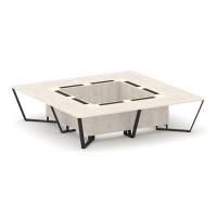 Steel Meet KMK-PR.B.SP-16K (Денвер светлый/Ваниль/Черный) Стол переговорный квадратный