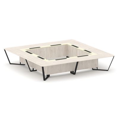 Steel Meet KMK-PR.B.SP-20K2 (Денвер светлый/Ваниль/Черный) Стол переговорный квадратный