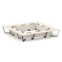 Steel Meet KMK-PR.B.SP-24K (Денвер светлый/Ваниль/Черный) Стол переговорный квадратный