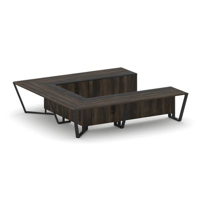 Steel Meet KM-PR.B.SP-11P (Дуб мали/Графит/Черный) Стол переговорный П-образный