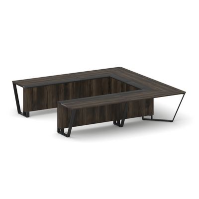 Steel Meet KM-PR.B.SP-11P (Дуб мали/Графит/Черный) Стол переговорный П-образный