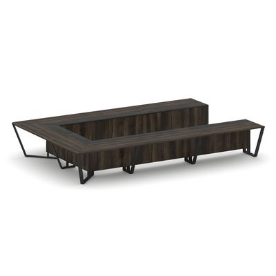 Steel Meet KM-PR.B.SP-15P (Дуб мали/Графит/Черный) Стол переговорный П-образный