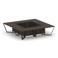 Steel Meet KM-PR.B.SP-16K (Дуб мали/Графит/Черный) Стол переговорный квадратный