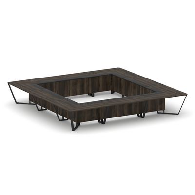 Steel Meet KM-PR.B.SP-24K (Дуб мали/Графит/Черный) Стол переговорный квадратный