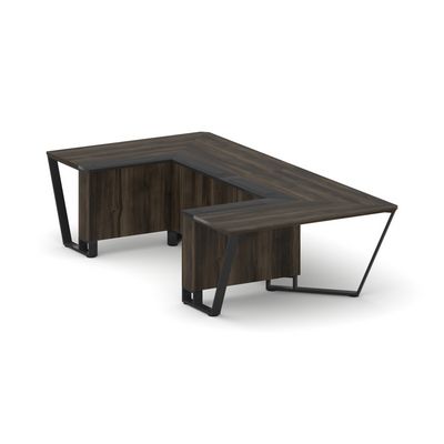 Steel Meet KMK-PR.B.SP-07P (Дуб мали/Графит/Черный) Стол переговорный П-образный