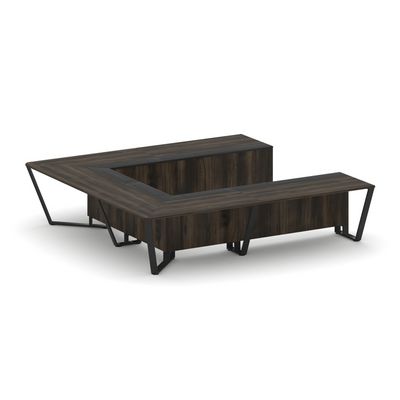 Steel Meet KMK-PR.B.SP-11P (Дуб мали/Графит/Черный) Стол переговорный П-образный