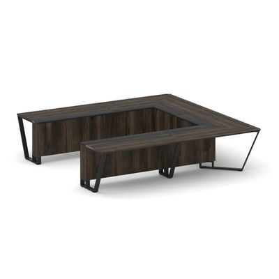 Steel Meet KMK-PR.B.SP-11P (Дуб мали/Графит/Черный) Стол переговорный П-образный