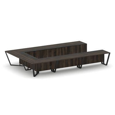 Стил Мит KMK-PR.B.SP-15P (Дуб мали/Графит/Черный) Стол переговорный П-образный