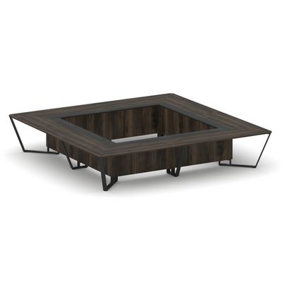 Steel Meet KMK-PR.B.SP-20K2 (Дуб мали/Графит/Черный) Стол переговорный квадратный