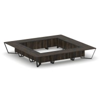 Steel Meet KMK-PR.B.SP-24K (Дуб мали/Графит/Черный) Стол переговорный квадратный