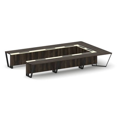 Steel Meet KM-PR.B.SP-15P (Дуб мали/Ваниль/Черный) Стол переговорный П-образный