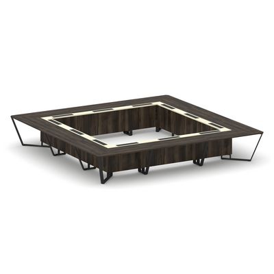 Steel Meet KM-PR.B.SP-24K (Дуб мали/Ваниль/Черный) Стол переговорный квадратный