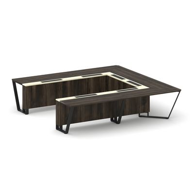 Steel Meet KMK-PR.B.SP-11P (Дуб мали/Ваниль/Черный) Стол переговорный П-образный