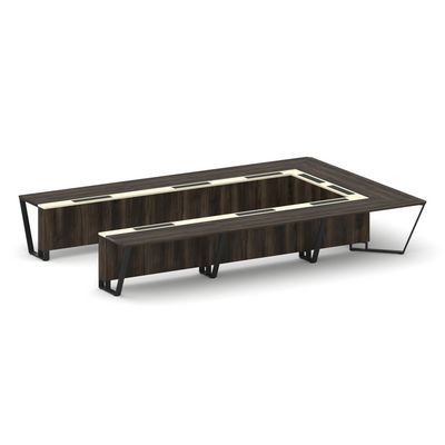 Steel Meet KMK-PR.B.SP-15P (Дуб мали/Ваниль/Черный) Стол переговорный П-образный