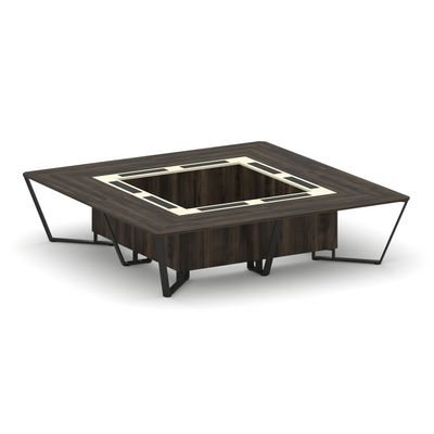 Steel Meet KMK-PR.B.SP-16K (Дуб мали/Ваниль/Черный) Стол переговорный квадратный