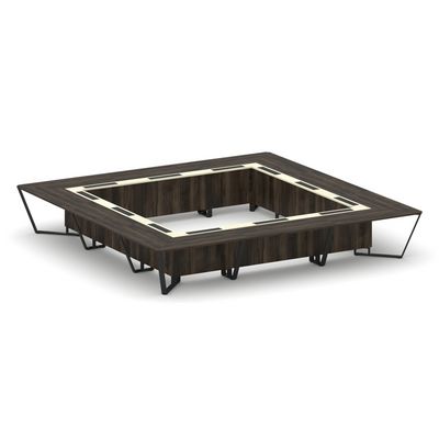 Steel Meet KMK-PR.B.SP-24K (Дуб мали/Ваниль/Черный) Стол переговорный квадратный