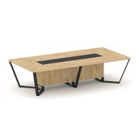 Steel Meet KM-PR.B.SP-12 (Тиквуд светлый/Графит/Черный) Стол переговорный прямоугольный