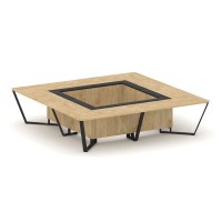 Steel Meet KM-PR.B.SP-16K (Тиквуд светлый/Графит/Черный) Стол переговорный квадратный